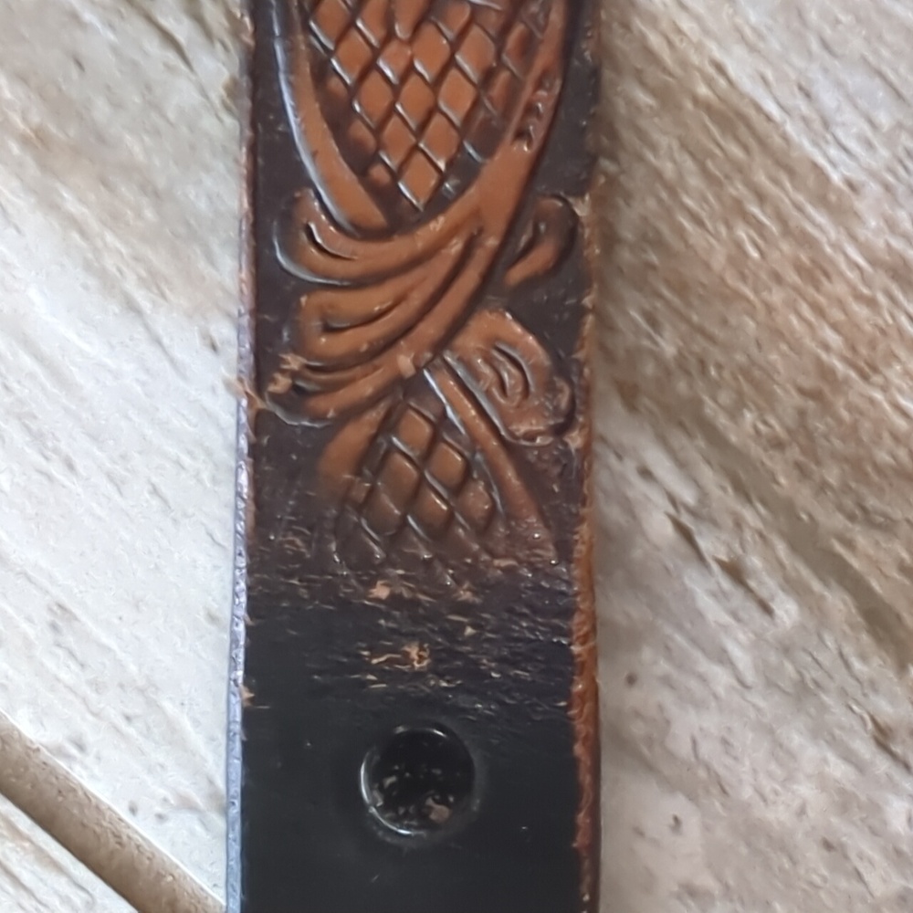 Vintage Hand Tooled Leather Texas Souvenir Belt Alamo Lone Star Flag 32 - Picture 9 of 10